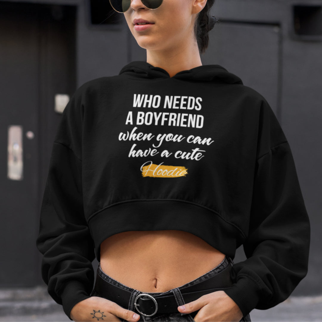 women's crop hoodie-Soft Three-End fleece Comfy Crop Hoodie