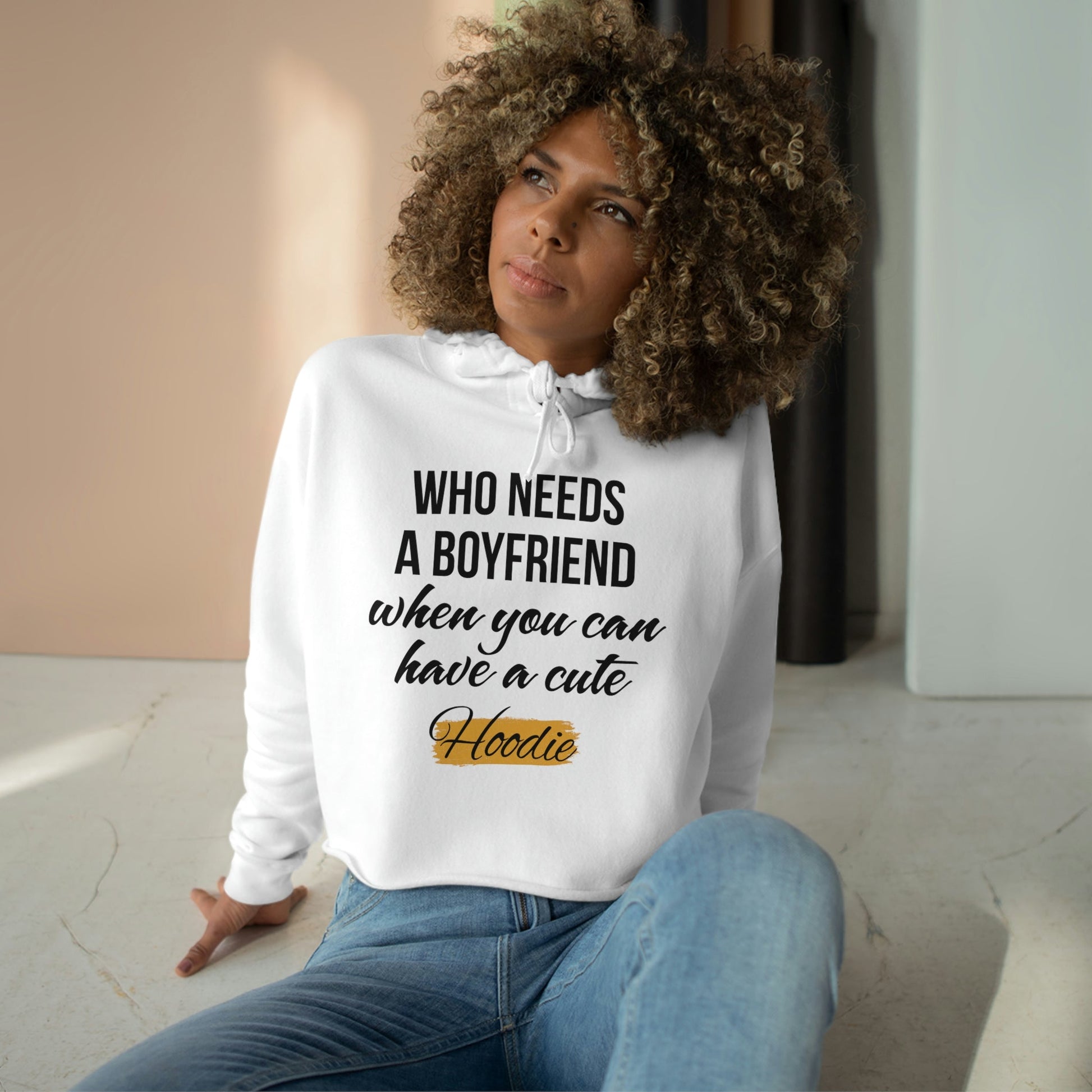 women's crop hoodie-Soft Three-End fleece Comfy Crop Hoodie