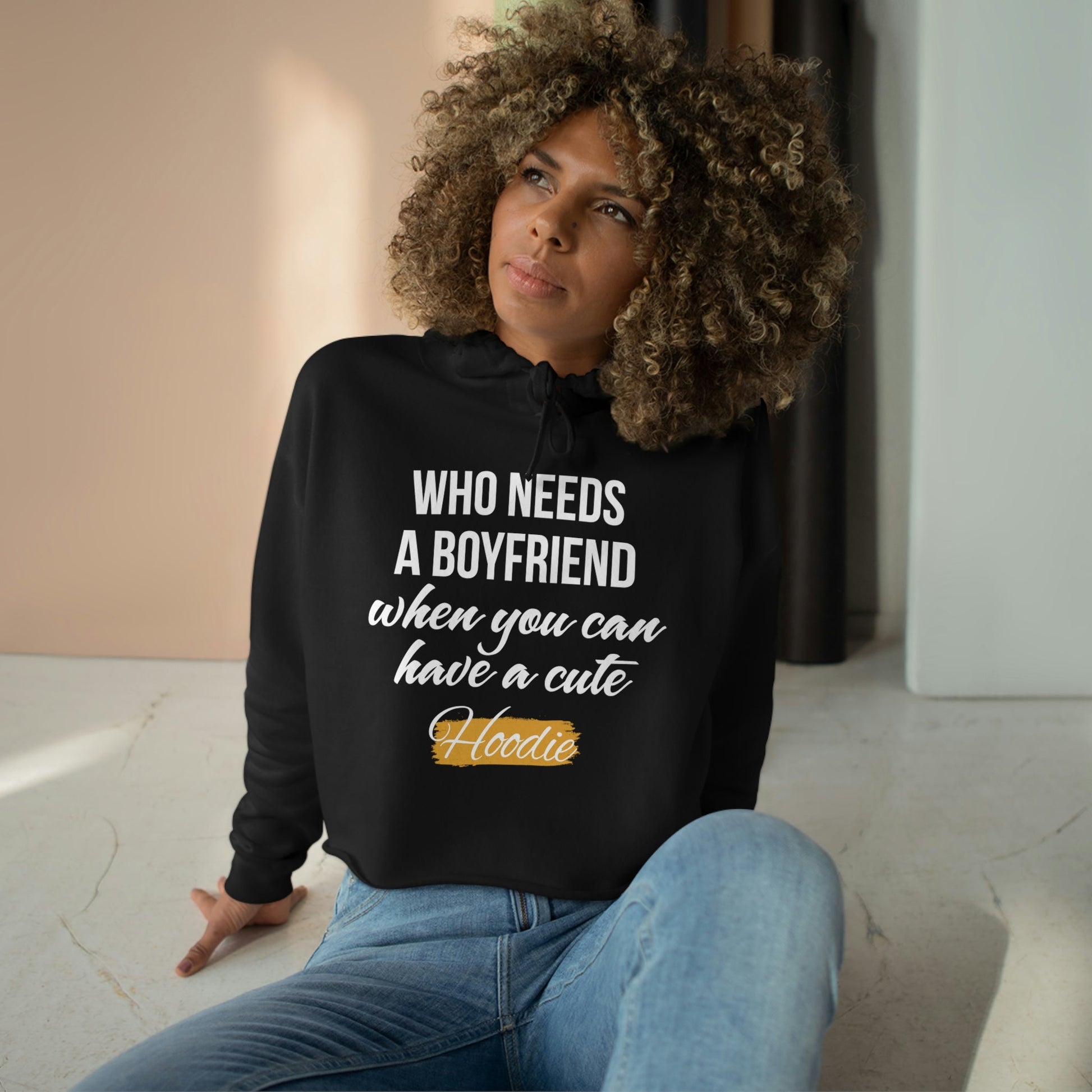 women's crop hoodie-Soft Three-End fleece Comfy Crop Hoodie